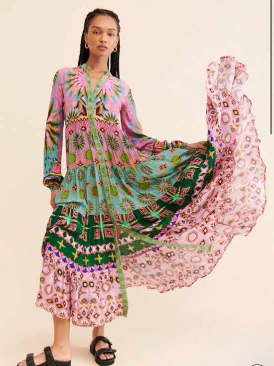 Siddhartha Bansal Dresses & Skirts - Siddhartha Bansal Geometric Tier Maxi Dress XSP